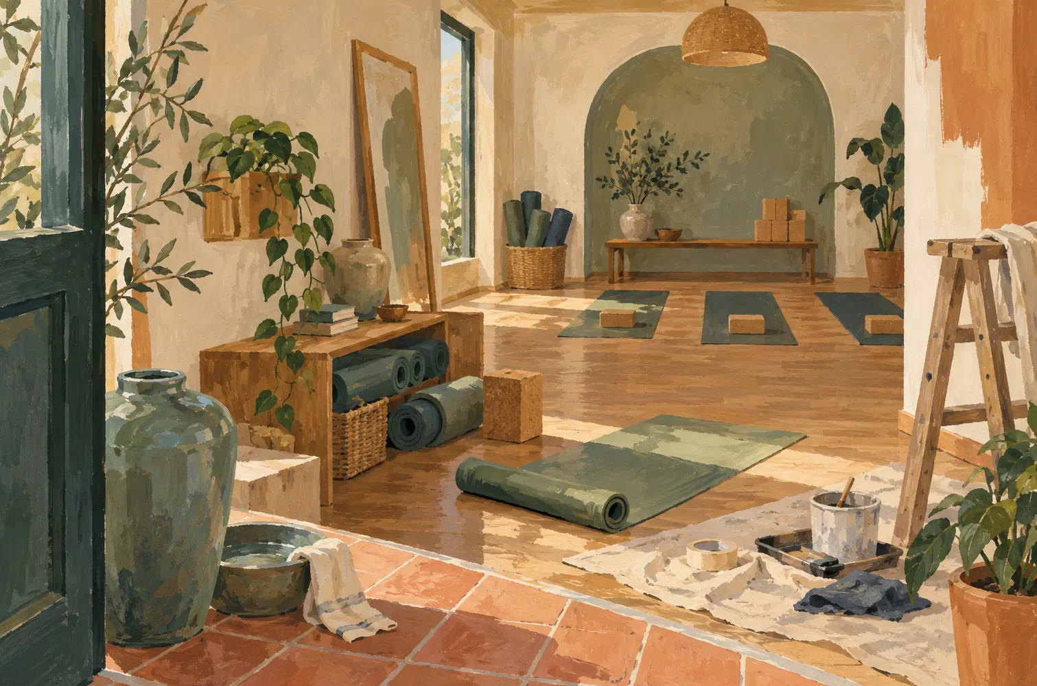 Illustration of wellness businesses and their working space